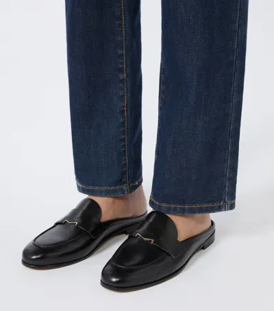 Max Mara Smooth Leather Mule Moccasins In Black