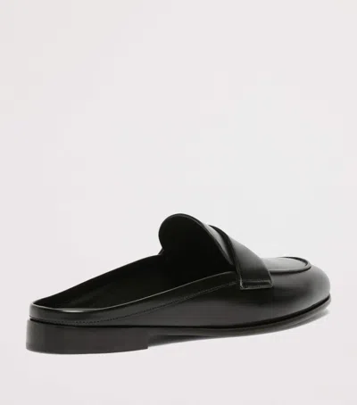Max Mara Smooth Leather Mule Moccasins In Black