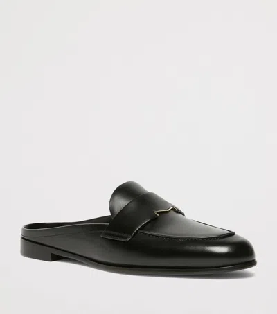 Max Mara Smooth Leather Mule Moccasins In Black