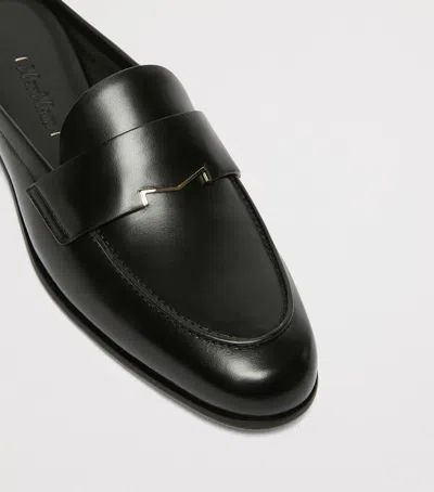 Max Mara Smooth Leather Mule Moccasins In Black