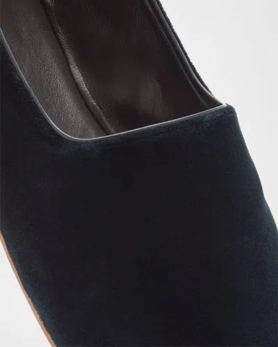 The Row Ponti Velvet Leather Sole Slippers In Black