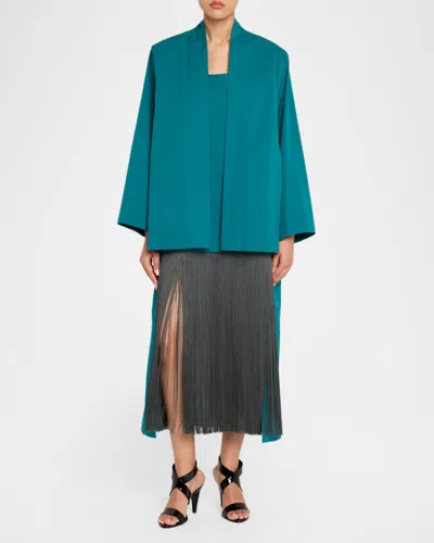Alaïa Asymmetric High-low Open Jacket In Blue
