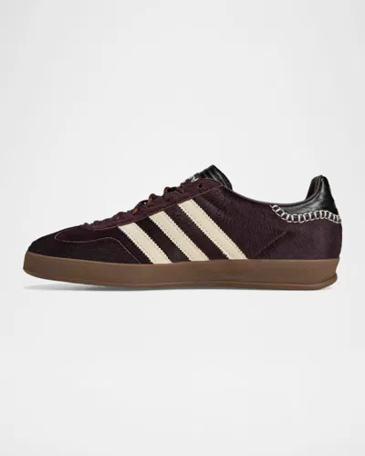 Adidas Originals Adidas By Wales Bonner Gazelle Pony Sneakers In Burgundy
