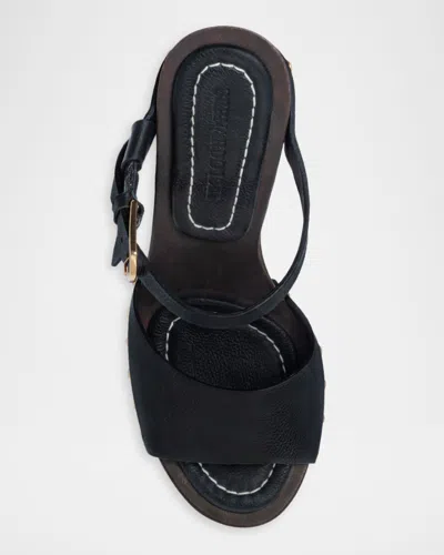 Bernardo 115mm Luxor Leather Platform Clogs In Black