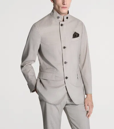 Dunhill Wool Single-breasted Jacket In Gray