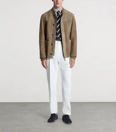 Dunhill Leather Three-pocket Jacket In Brown