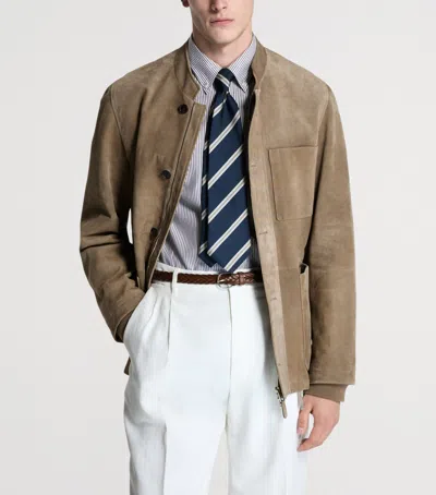 Dunhill Leather Three-pocket Jacket In Brown