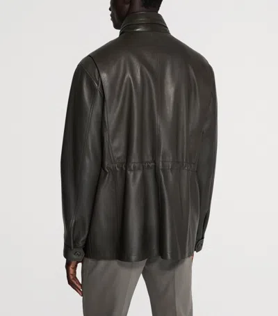 Dunhill Leather Jacket In Brown