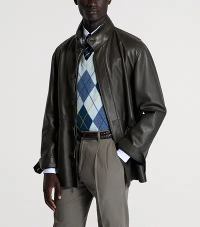 Dunhill Leather Jacket In Brown