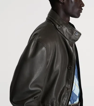 Dunhill Leather Jacket In Brown
