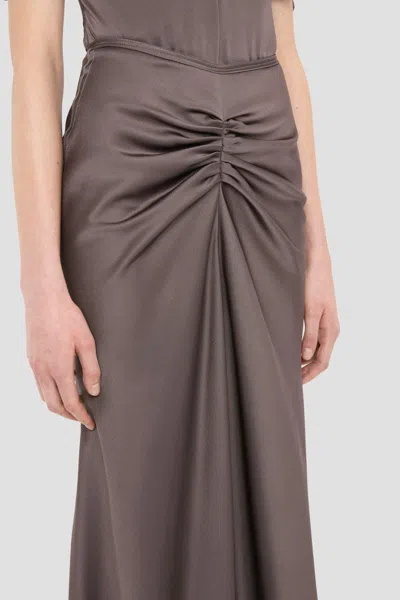 Victoria Beckham Womens Ore Bela Draped Satin Midi Skirt In Gray