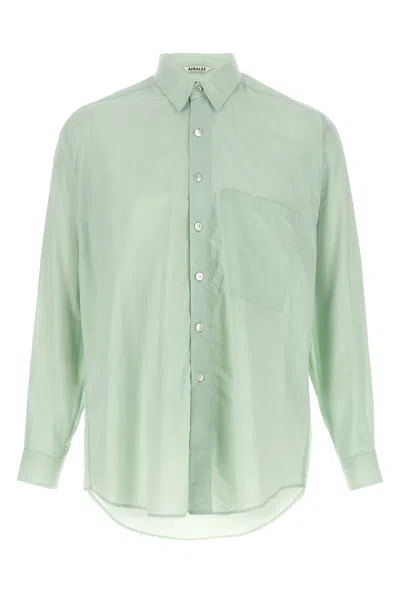 Auralee Light Green Solid Shirt In Blue