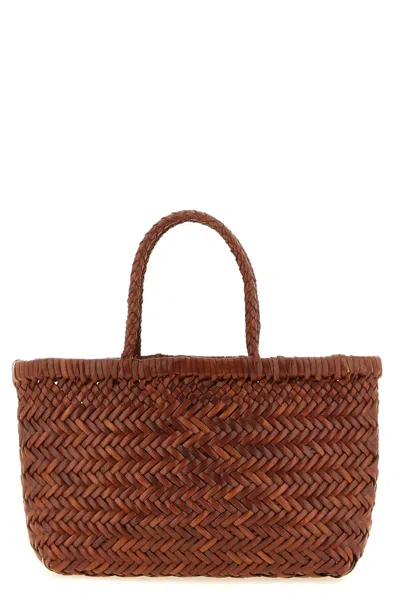 Dragon Diffusion Mini Flat Gora Leather Shoulder Bag In Brown