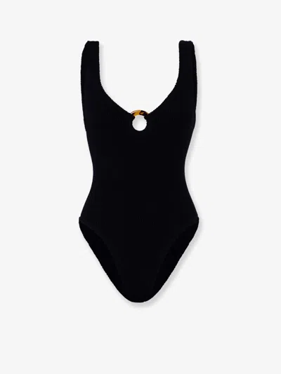 Hunza G Celine Crinkle Fabric One-piece Swimsuit In Black