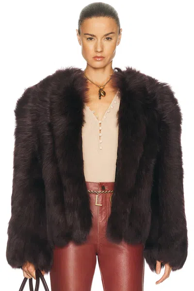 Chloé Oversized Shearling Short Coat In Brown