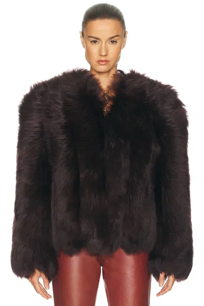 Chloé Oversized Shearling Short Coat In Brown