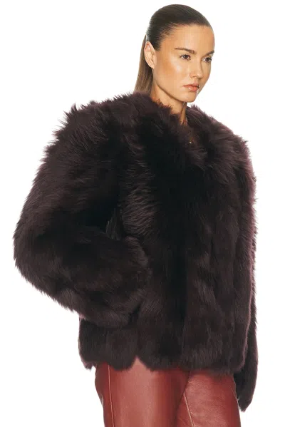 Chloé Oversized Shearling Short Coat In Brown