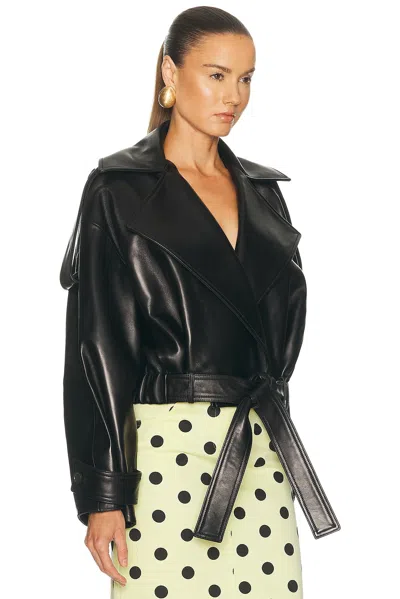 Brandon Maxwell Collins Cropped Leather Jacket In Pattern