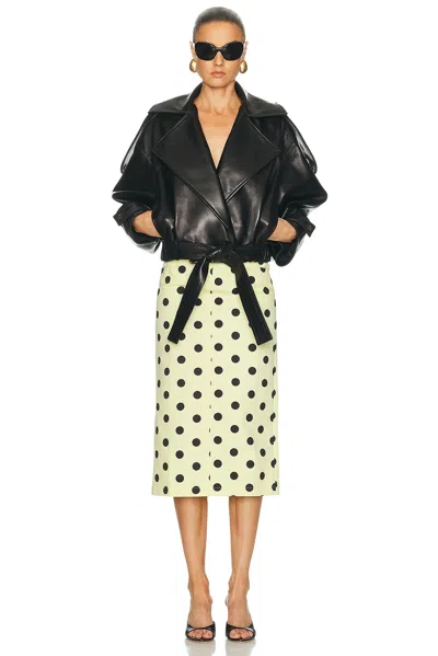 Brandon Maxwell Collins Cropped Leather Jacket In Pattern