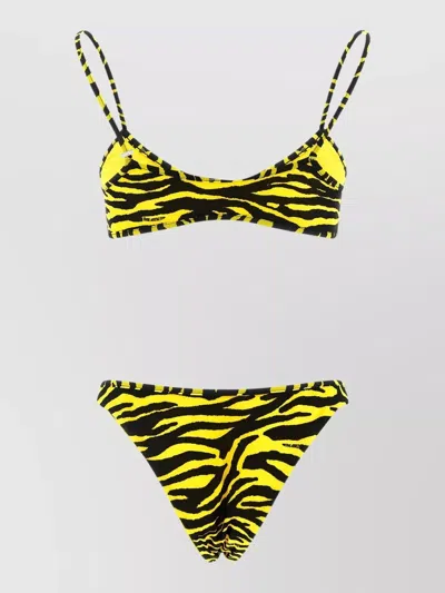 Attico Zebra Bikini Set In Black & Yellow