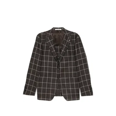 Tagliatore Check-pattern Single-breasted Blazer In Brown