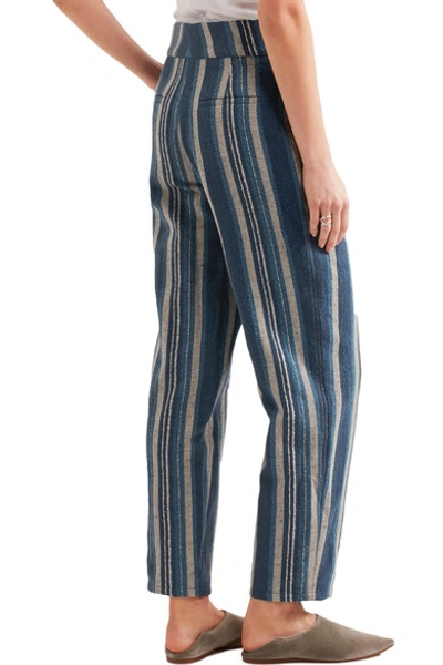 Shop Chloé Striped Cotton-blend Straight-leg Pants