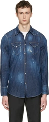 DSQUARED2 Blue Denim Military Shirt