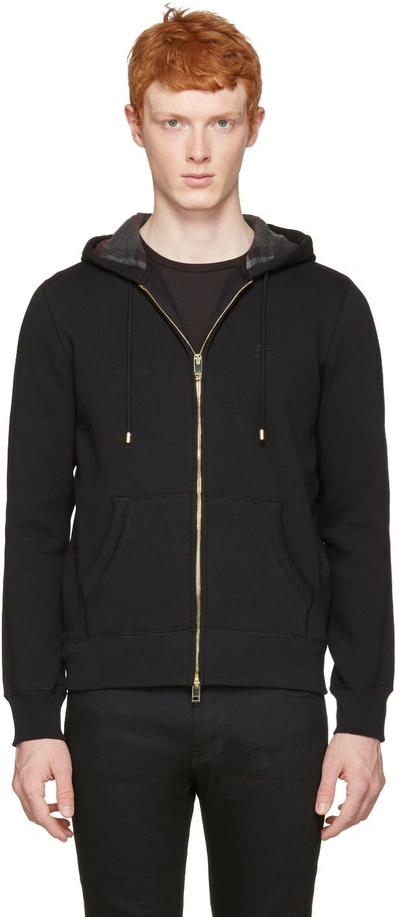 Burberry Lestford Oversized Zip-front Hoodie In Black