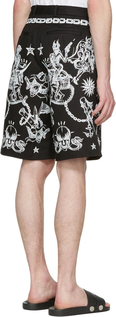 Shop Givenchy Black Tattoo Print Shorts