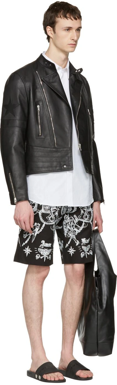 Shop Givenchy Black Tattoo Print Shorts