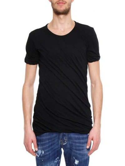 Rick Owens Double Cotton T-shirt In Black|nero