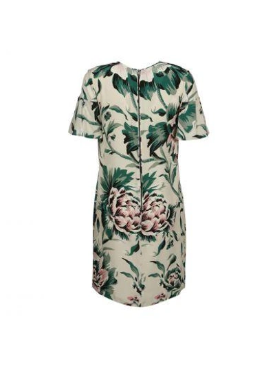 Shop Burberry Floral Print Dress In Emerald Green