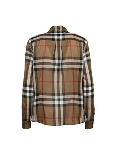 Shop Burberry Checked Shirt In Taupe Brown