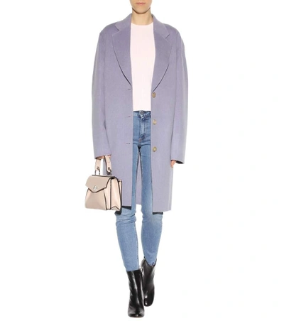 Shop Acne Studios Landi Wool And Cashmere Coat In Chalky Lilac Melaege
