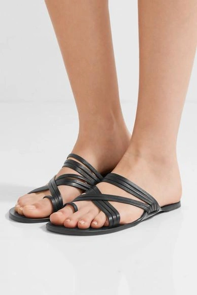 Shop The Row Cannes Leather Sandals In Black
