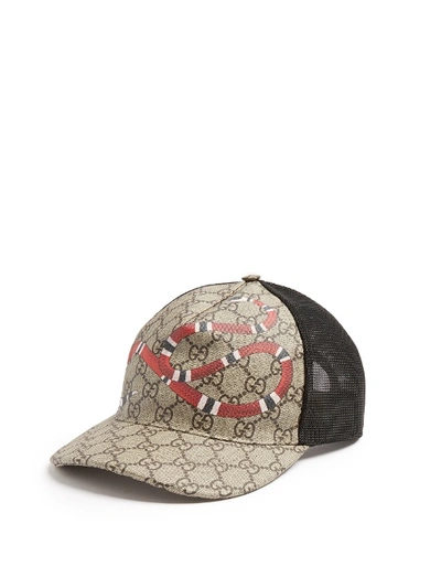Gucci Rap Baseball Cap With Snake And Gg Logo Detailing In Beige | ModeSens