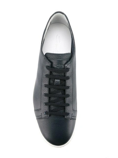 Shop Santoni Grained Lace Up Trainers