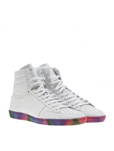 Saint Laurent Signature Court Classic Sl/10h Trainers In Off White Leather With Multicolor Tie-dye Sole
