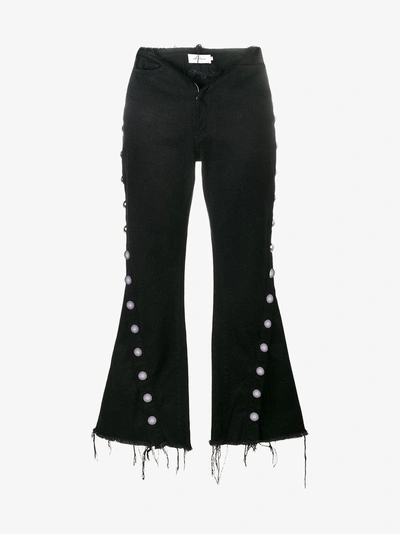 Shop Marques' Almeida Stud-trimmed Frayed Jeans In Black