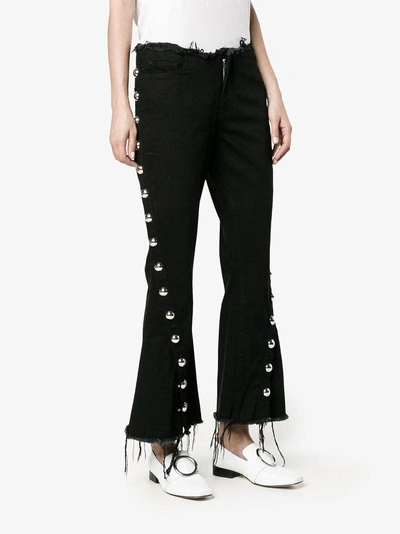 Shop Marques' Almeida Stud-trimmed Frayed Jeans In Black