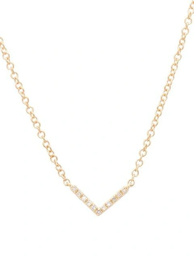 Shop Ef Collection Mini Diamond Chevron Necklace In Metallic