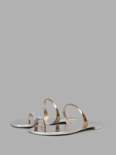 Shop Giuseppe Zanotti Women's Silver Flat Sandals