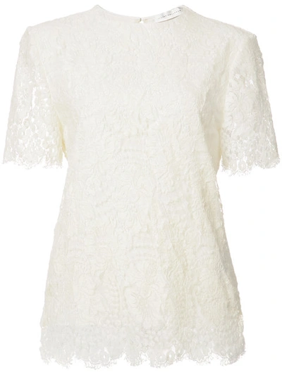 Victoria Beckham Lace Shortsleeved Blouse In White