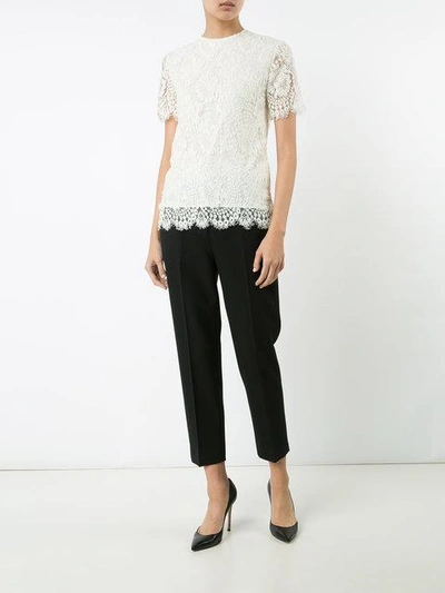 Shop Victoria Beckham Lace Shortsleeved Blouse In White