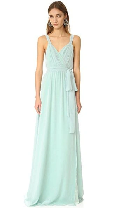 Shop Joanna August Cindy Pleated Wrap Gown In Dreamweaver