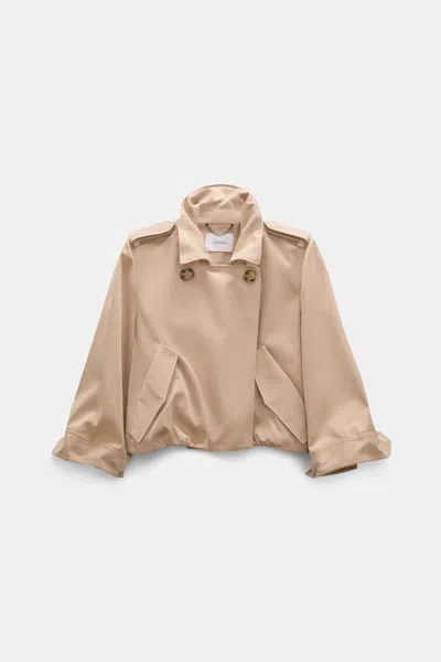 Dorothee Schumacher Luxury Layer Cropped Cotton-blend Jacket In Neutral