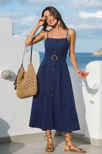 Cupshe Going Off Script Blue Midi Dress In Blue
