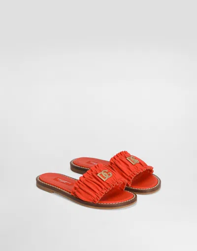 Dolce & Gabbana Flat Nappa-leather Slippers In Multi