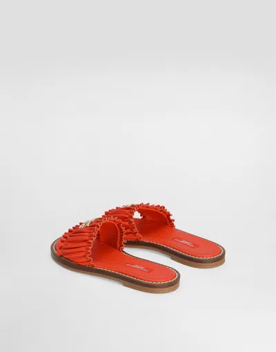 Dolce & Gabbana Flat Nappa-leather Slippers In Multi