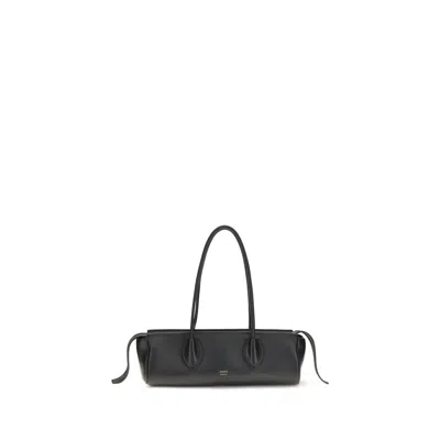Khaite Donna Tubular Leather Shoulder Bag In Black
